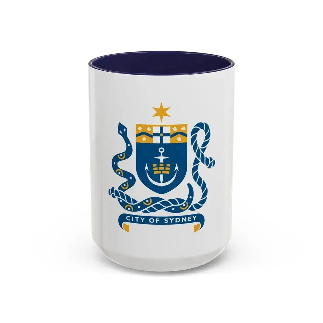 Coat of Arms Sydney Australia - Accent Coffee Mug 15oz Navy - Go Mug Yourself