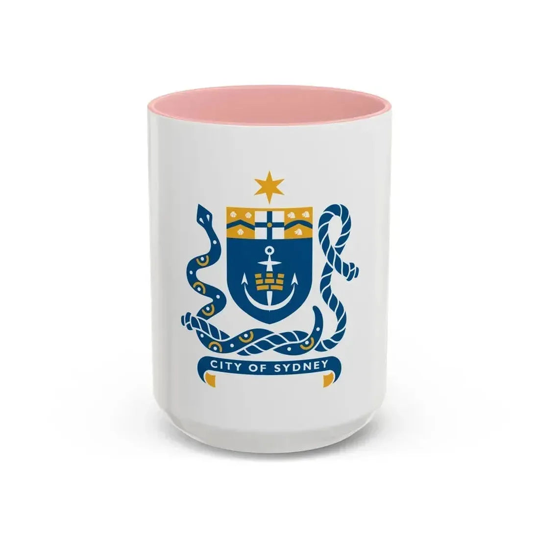 Coat of Arms Sydney Australia - Accent Coffee Mug 15oz Pink - Go Mug Yourself