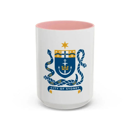 Coat of Arms Sydney Australia - Accent Coffee Mug 15oz Pink - Go Mug Yourself