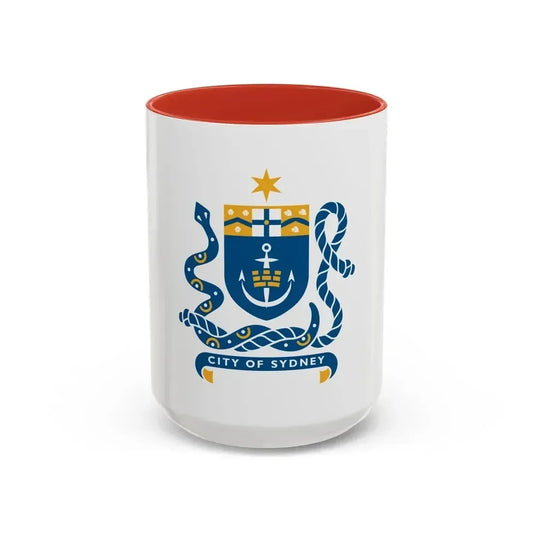 Coat of Arms Sydney Australia - Accent Coffee Mug 15oz Red - Go Mug Yourself