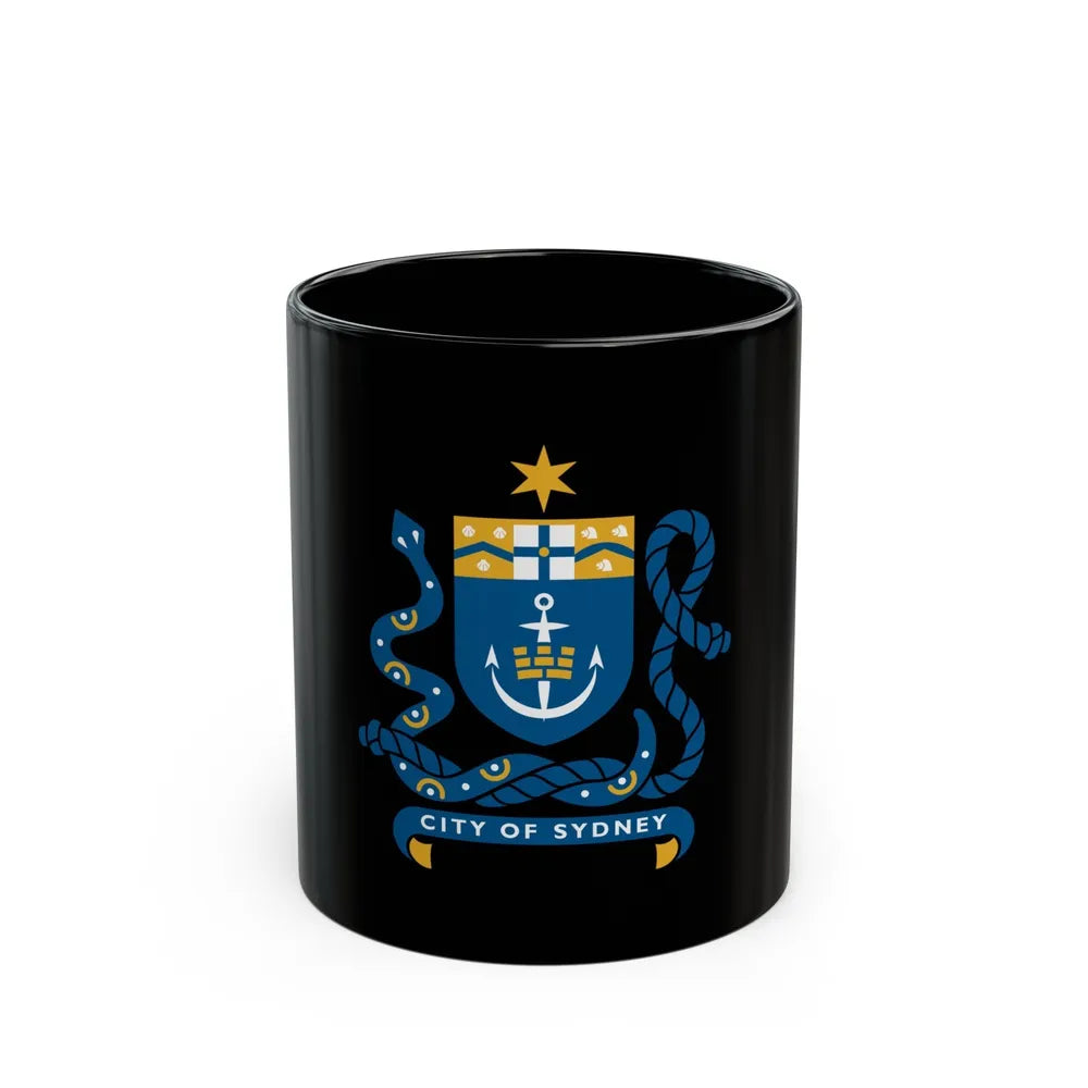 Coat of Arms Sydney Australia - Black Coffee Mug-11oz-Go Mug Yourself