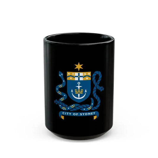 Coat of Arms Sydney Australia - Black Coffee Mug 15oz - Go Mug Yourself
