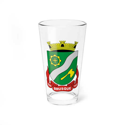 Coats of arms of Brusque city Santa Catarina (Brazil) (Coat of Arms) Pint Glass 16oz 16oz - Go Mug Yourself