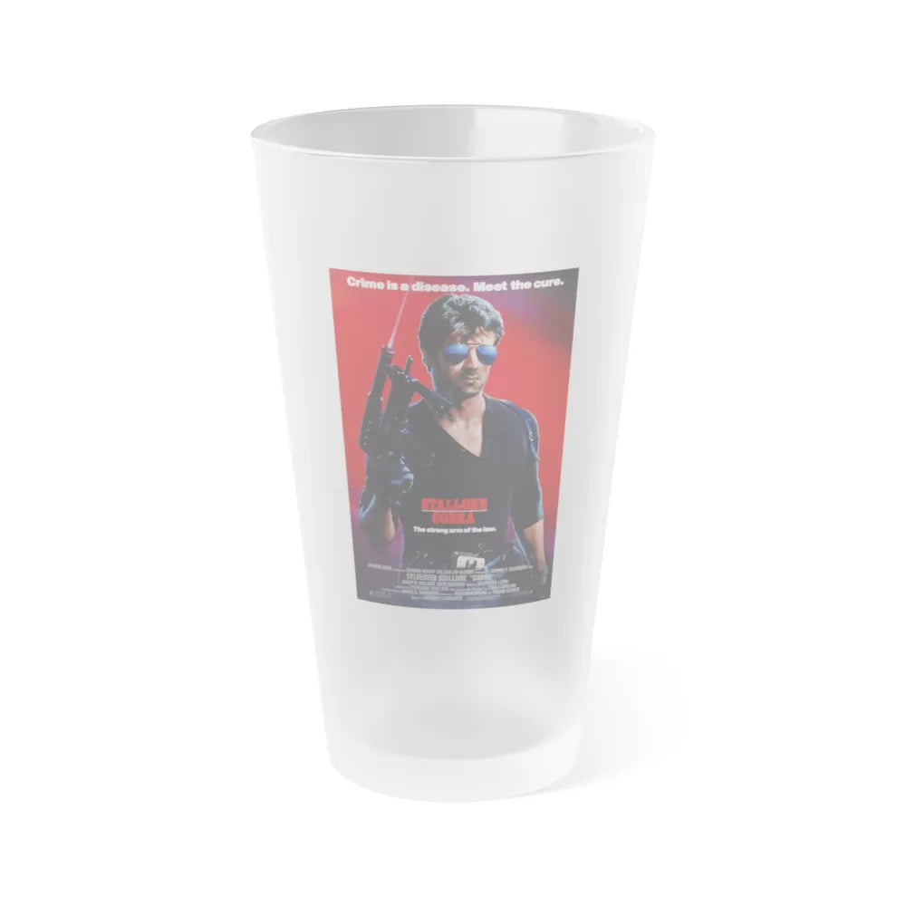 COBRA 1986 Movie Poster - Frosted Pint Glass 16oz-16oz-Frosted-Go Mug Yourself