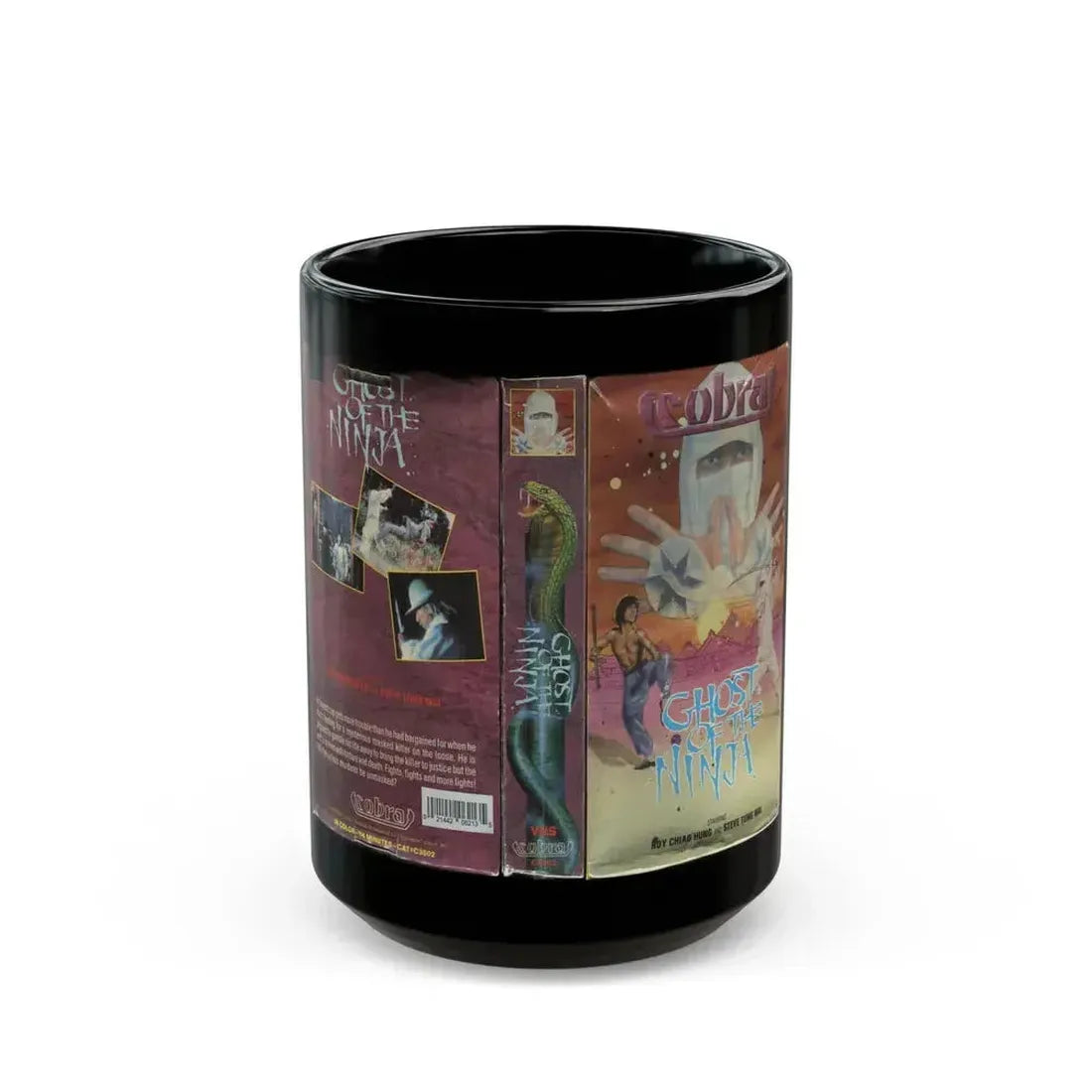 COBRA GHOST OF THE NINJA (VHS COVER) - Black Coffee Mug 15oz - Go Mug Yourself