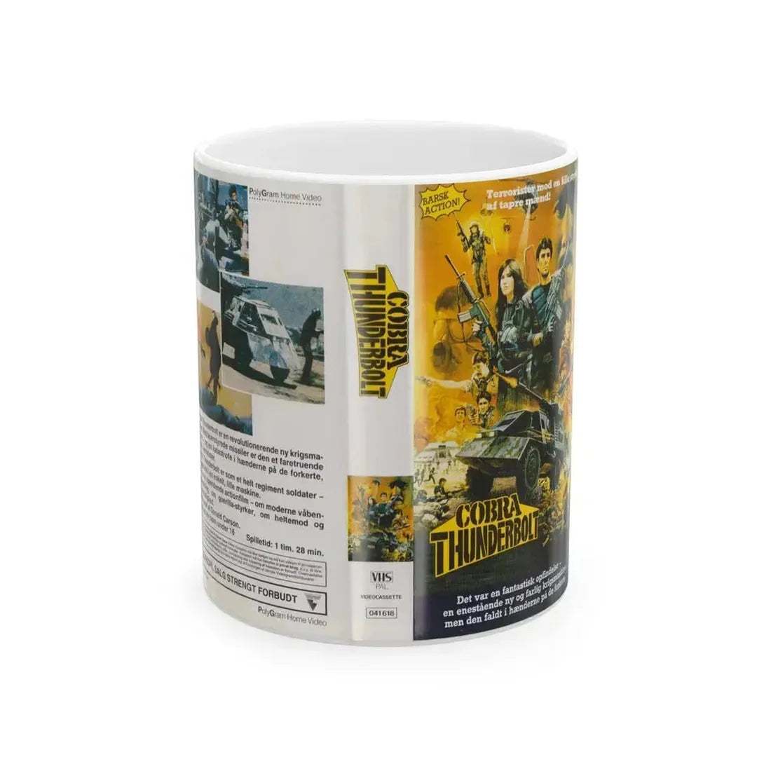 COBRA THUNDERBOLT (VHS COVER) - White Coffee Mug 11oz - Go Mug Yourself