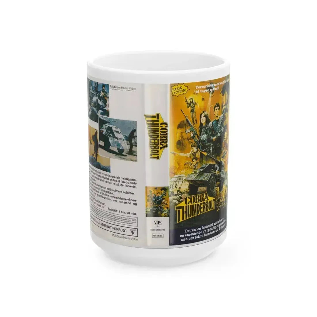 COBRA THUNDERBOLT (VHS COVER) - White Coffee Mug 15oz - Go Mug Yourself