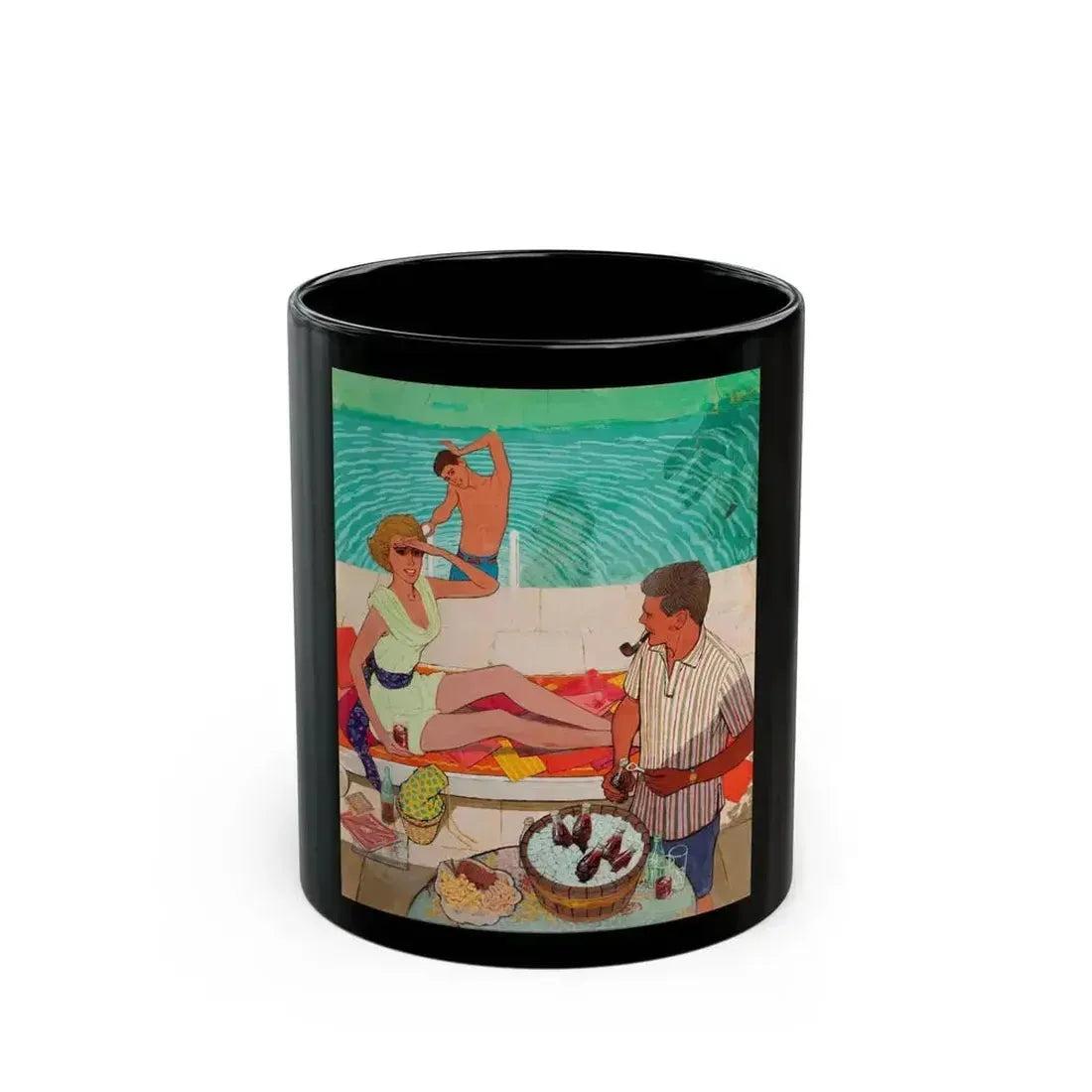 Coca-Cola ad illustration, c. 1960s - Black Coffee Mug 11oz - Go Mug Yourself