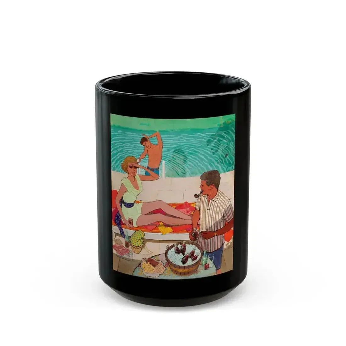 Coca-Cola ad illustration, c. 1960s - Black Coffee Mug 15oz - Go Mug Yourself