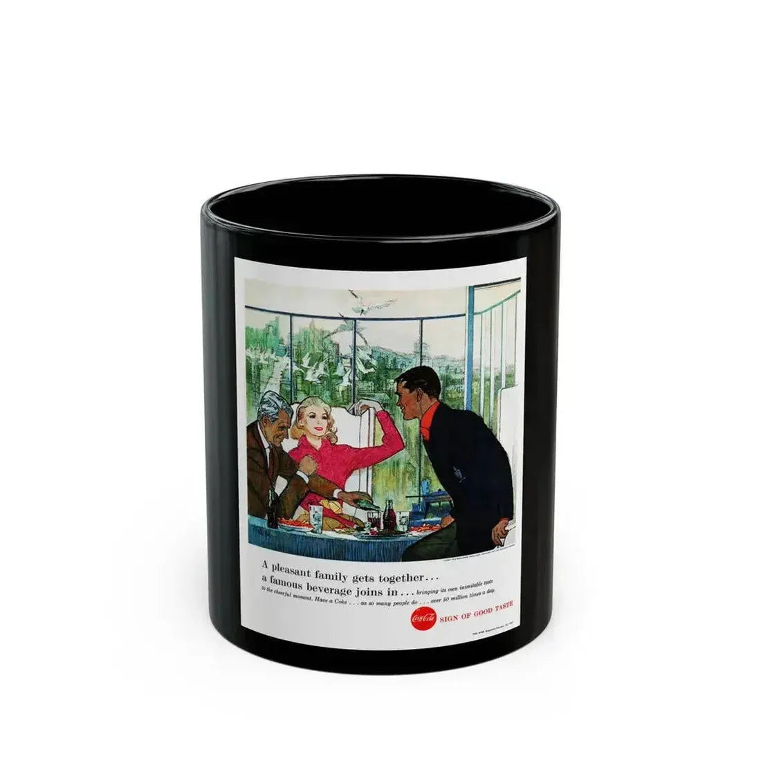 Coca-Cola ad, This Week Magazine, February 10, 1957 - Black Coffee Mug 11oz - Go Mug Yourself