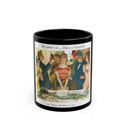 Coca-Cola advertisement, 1945 - Black Coffee Mug 11oz - Go Mug Yourself