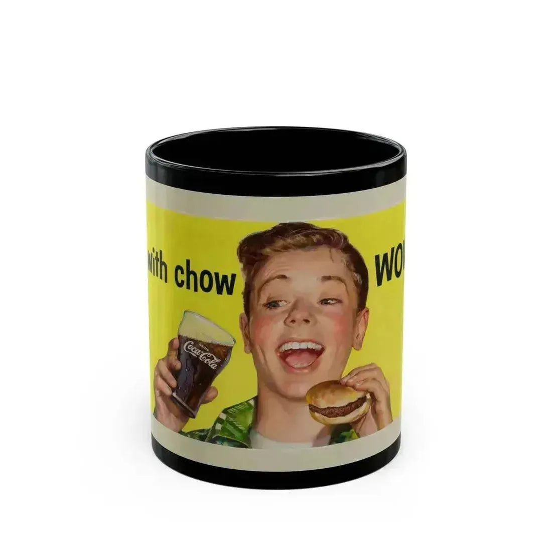 Coca-Cola advertising illustration - Black Coffee Mug 11oz - Go Mug Yourself