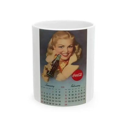 Coca Cola, calendar advertisement 1-2, 1948 - White Coffee Mug 11oz - Go Mug Yourself