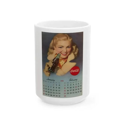 Coca Cola, calendar advertisement 1-2, 1948 - White Coffee Mug 15oz - Go Mug Yourself
