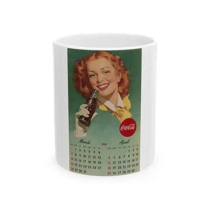 Coca Cola, calendar advertisement 3-4, 1948 - White Coffee Mug 11oz - Go Mug Yourself