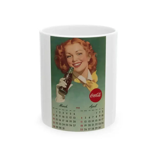 Coca Cola, calendar advertisement 3-4, 1948 - White Coffee Mug 11oz - Go Mug Yourself