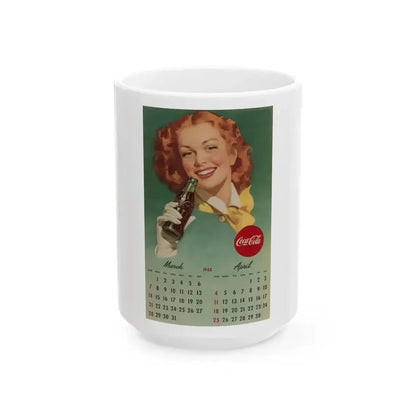 Coca Cola, calendar advertisement 3-4, 1948 - White Coffee Mug 15oz - Go Mug Yourself