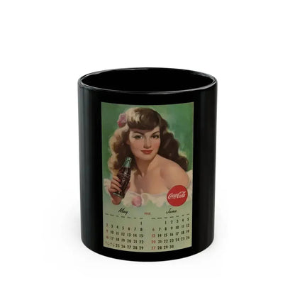 Coca Cola, calendar advertisement 5-6, 1948 - Black Coffee Mug 11oz - Go Mug Yourself