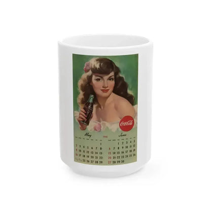 Coca Cola, calendar advertisement 5-6, 1948 - White Coffee Mug 15oz - Go Mug Yourself