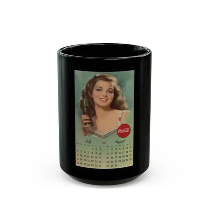 Coca Cola, calendar advertisement 7-8, 1948 - Black Coffee Mug 15oz - Go Mug Yourself