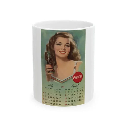 Coca Cola, calendar advertisement 7-8, 1948 - White Coffee Mug 11oz - Go Mug Yourself