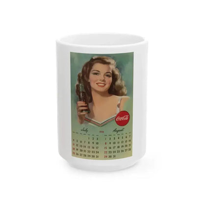 Coca Cola, calendar advertisement 7-8, 1948 - White Coffee Mug 15oz - Go Mug Yourself