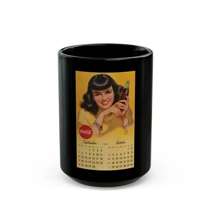 Coca Cola, calendar advertisement 9-10, 1948 - Black Coffee Mug 15oz - Go Mug Yourself