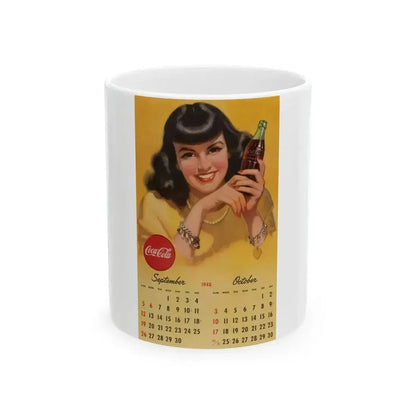 Coca Cola, calendar advertisement 9-10, 1948 - White Coffee Mug 11oz - Go Mug Yourself