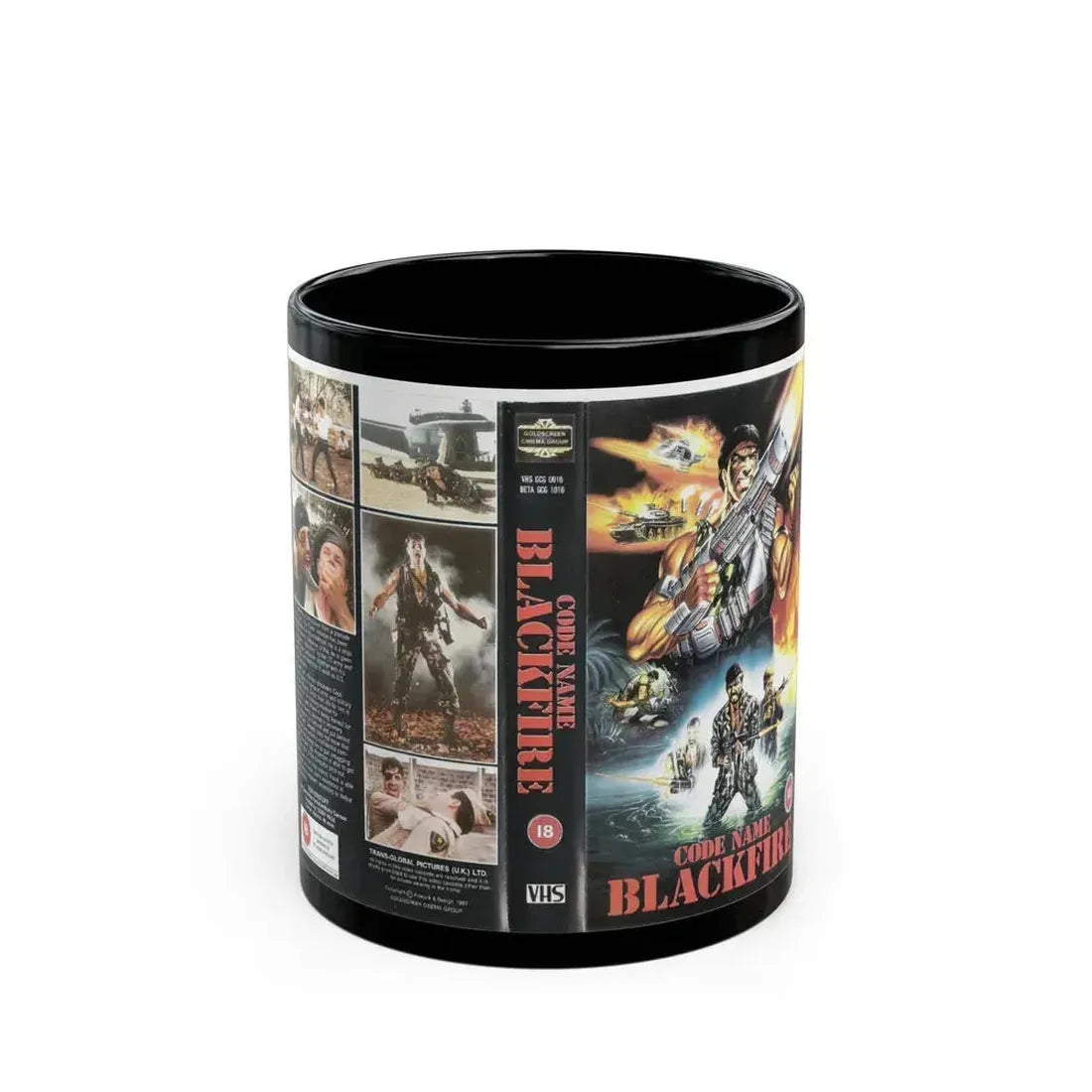 CODE NAME BLACKFIRE VERSION 2 (VHS COVER) - Black Coffee Mug 11oz - Go Mug Yourself