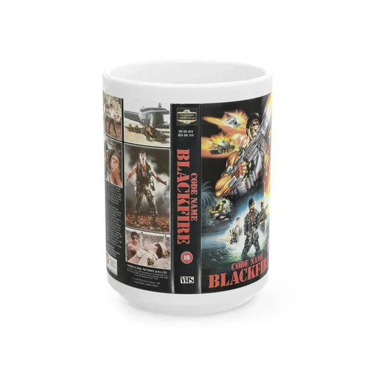 CODE NAME BLACKFIRE VERSION 2 (VHS COVER) - White Coffee Mug 15oz - Go Mug Yourself