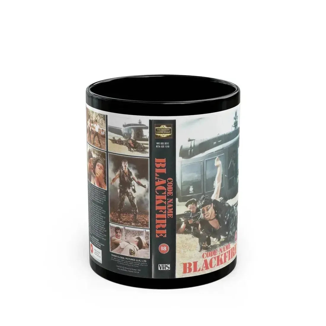 CODE NAME BLACKFIRE (VHS COVER) - Black Coffee Mug 11oz - Go Mug Yourself