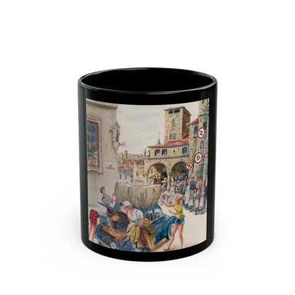 Coed Tourists in Italy, Saturday Evening Post, August 2, 1958 - Black Coffee Mug 11oz - Go Mug Yourself