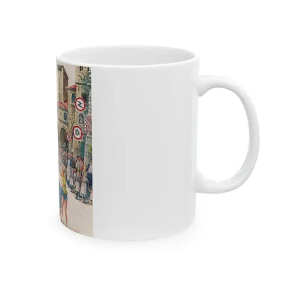 Coed Tourists in Italy, Saturday Evening Post, August 2, 1958 - White Coffee Mug - Go Mug Yourself
