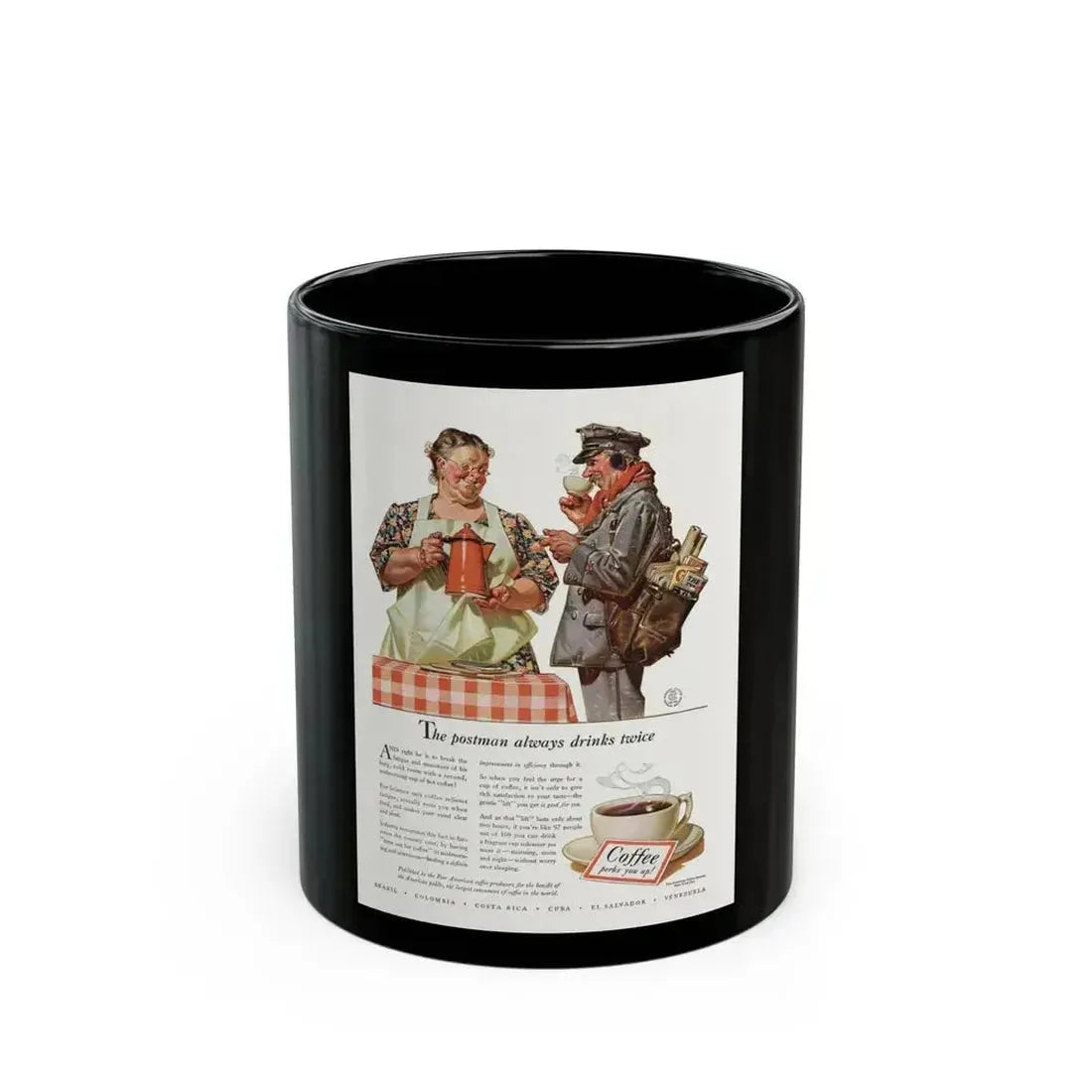 Coffee ad, Liberty Magazine, February 8, 1941 - Black Coffee Mug 11oz - Go Mug Yourself