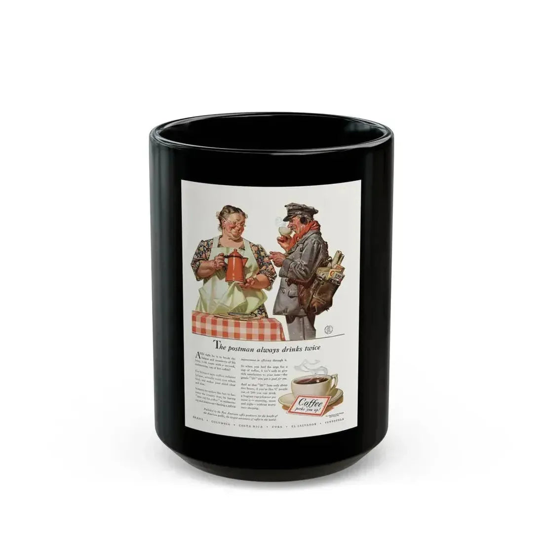 Coffee ad, Liberty Magazine, February 8, 1941 - Black Coffee Mug 15oz - Go Mug Yourself