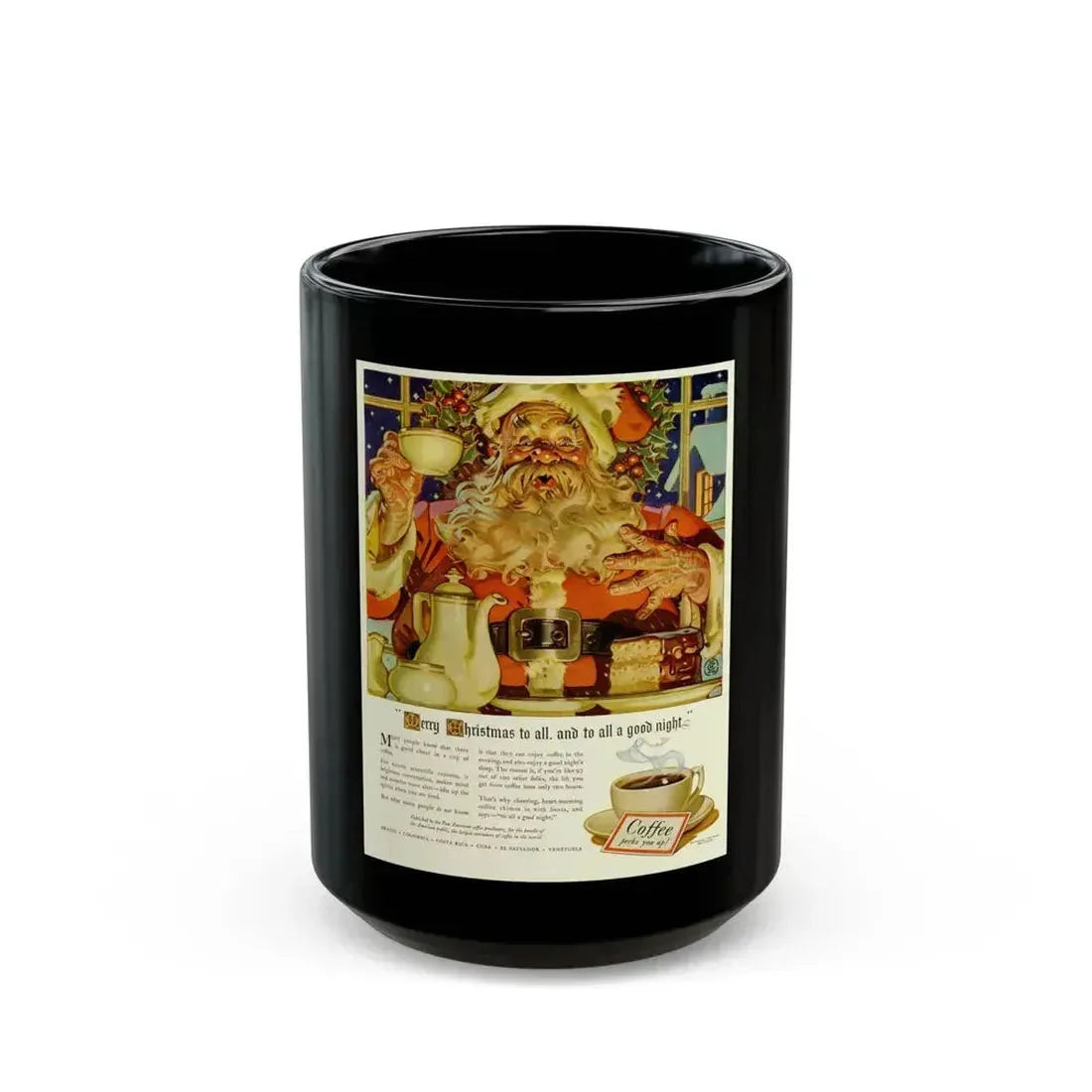 Coffee advertisement, 1940 (1) - Black Coffee Mug 15oz - Go Mug Yourself