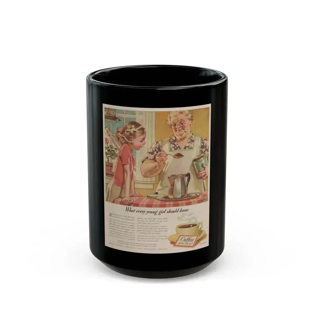 Coffee advertisement, 1941 (1) - Black Coffee Mug 15oz - Go Mug Yourself