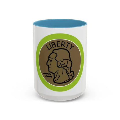 Coin Collecting (Boy Scout Merit Badge) Accent Coffee Mug 15oz Light Blue - Go Mug Yourself