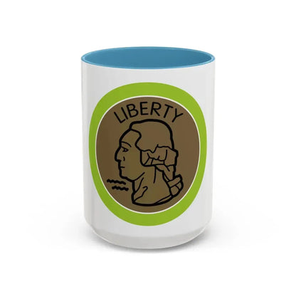 Coin Collecting (Boy Scout Merit Badge) Accent Coffee Mug 15oz Light Blue - Go Mug Yourself