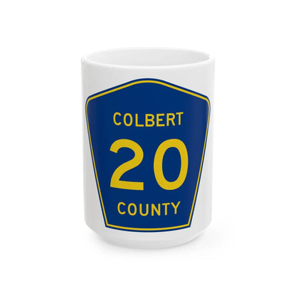 ColbertCounty20 (Alabama) (Road Sign) White Coffee Mug 15oz - Go Mug Yourself