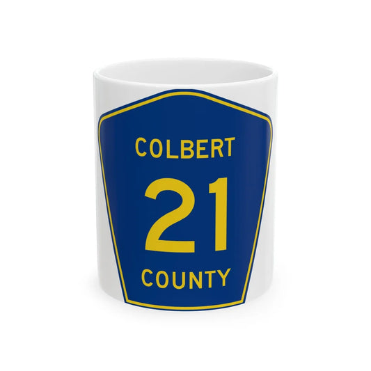 ColbertCounty21 (Alabama) (Road Sign) White Coffee Mug 11oz - Go Mug Yourself