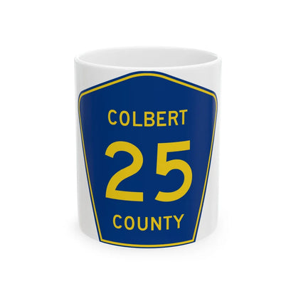ColbertCounty25 (Alabama) (Road Sign) White Coffee Mug 11oz - Go Mug Yourself