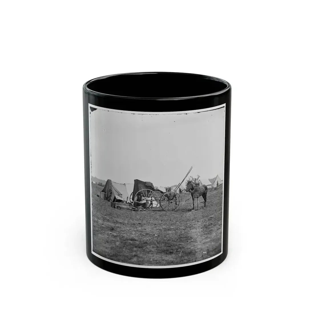 Cold Harbor, Va. Photographer's Wagon And Tent (U.S. Civil War) Black Coffee Mug 11oz - Go Mug Yourself
