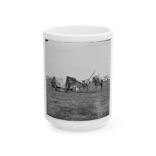 Cold Harbor, Va. Photographer's Wagon And Tent (U.S. Civil War) White Coffee Mug 15oz - Go Mug Yourself