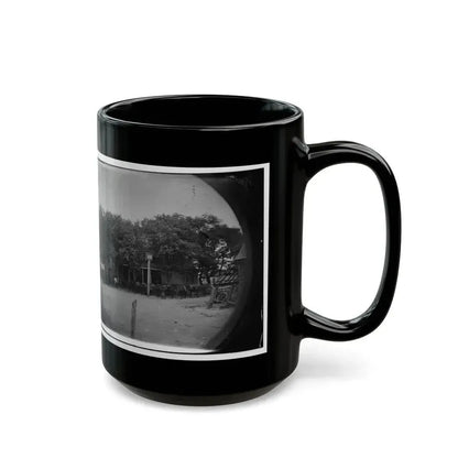 Cold Harbor, Va, Vicinity. Cavalry Horses Outside The Old Church Hotel (U.S. Civil War) Black Coffee Mug - Go Mug Yourself