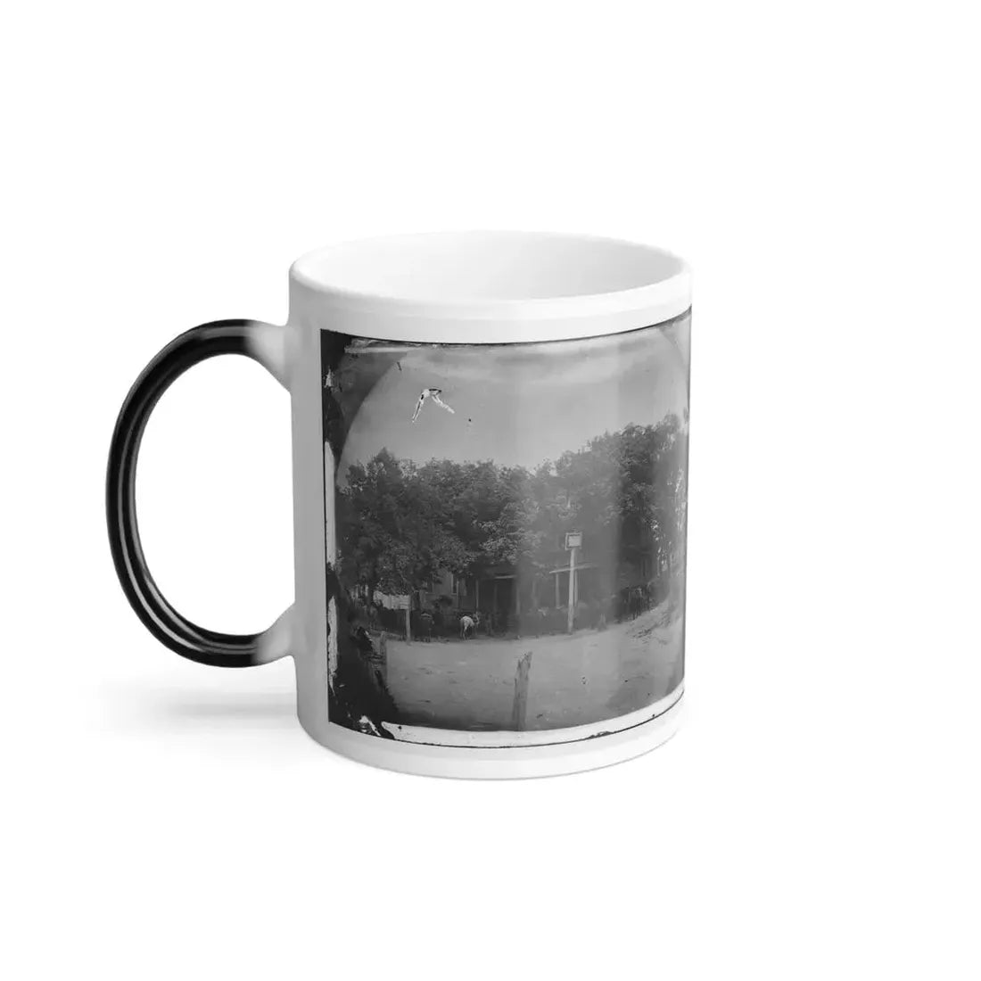 Cold Harbor, Va, Vicinity. Cavalry Horses Outside the Old Church Hotel (U.S. Civil War) Color Changing Coffee Mug 11oz - Go Mug Yourself