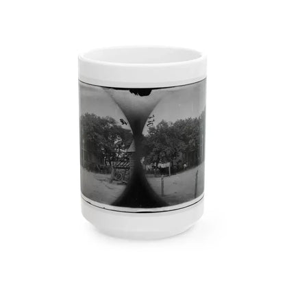 Cold Harbor, Va, Vicinity. Cavalry Horses Outside The Old Church Hotel (U.S. Civil War) White Coffee Mug 15oz - Go Mug Yourself