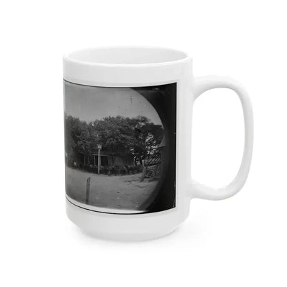 Cold Harbor, Va, Vicinity. Cavalry Horses Outside The Old Church Hotel (U.S. Civil War) White Coffee Mug - Go Mug Yourself