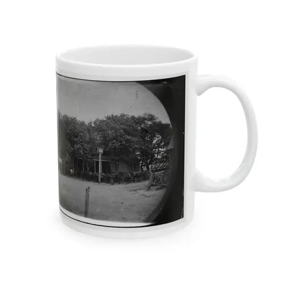 Cold Harbor, Va, Vicinity. Cavalry Horses Outside The Old Church Hotel (U.S. Civil War) White Coffee Mug - Go Mug Yourself
