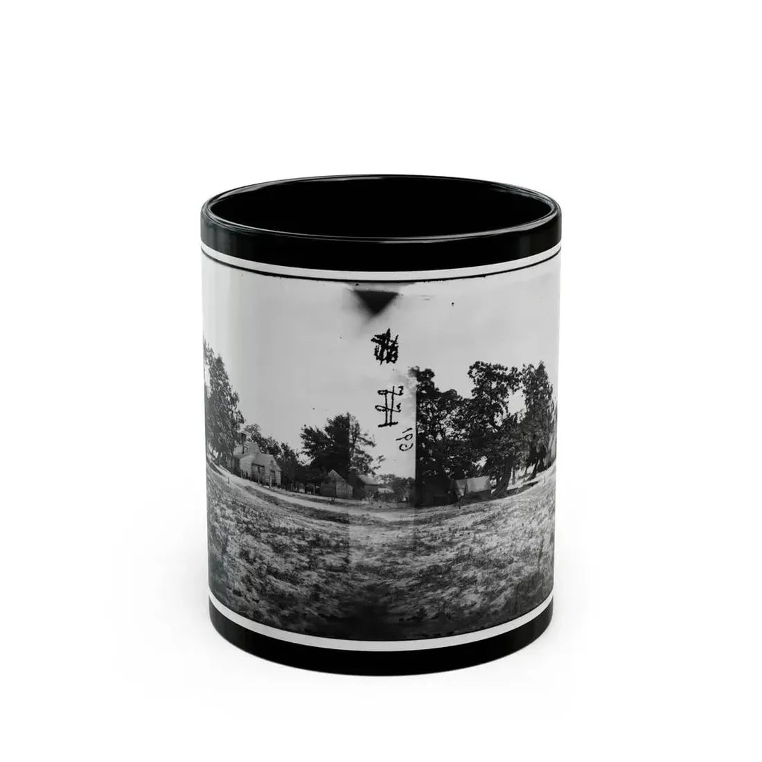 Cold Harbor, Va, Vicinity. W. P. Burnett's House; Tents At Left (U.S. Civil War) Black Coffee Mug 11oz - Go Mug Yourself